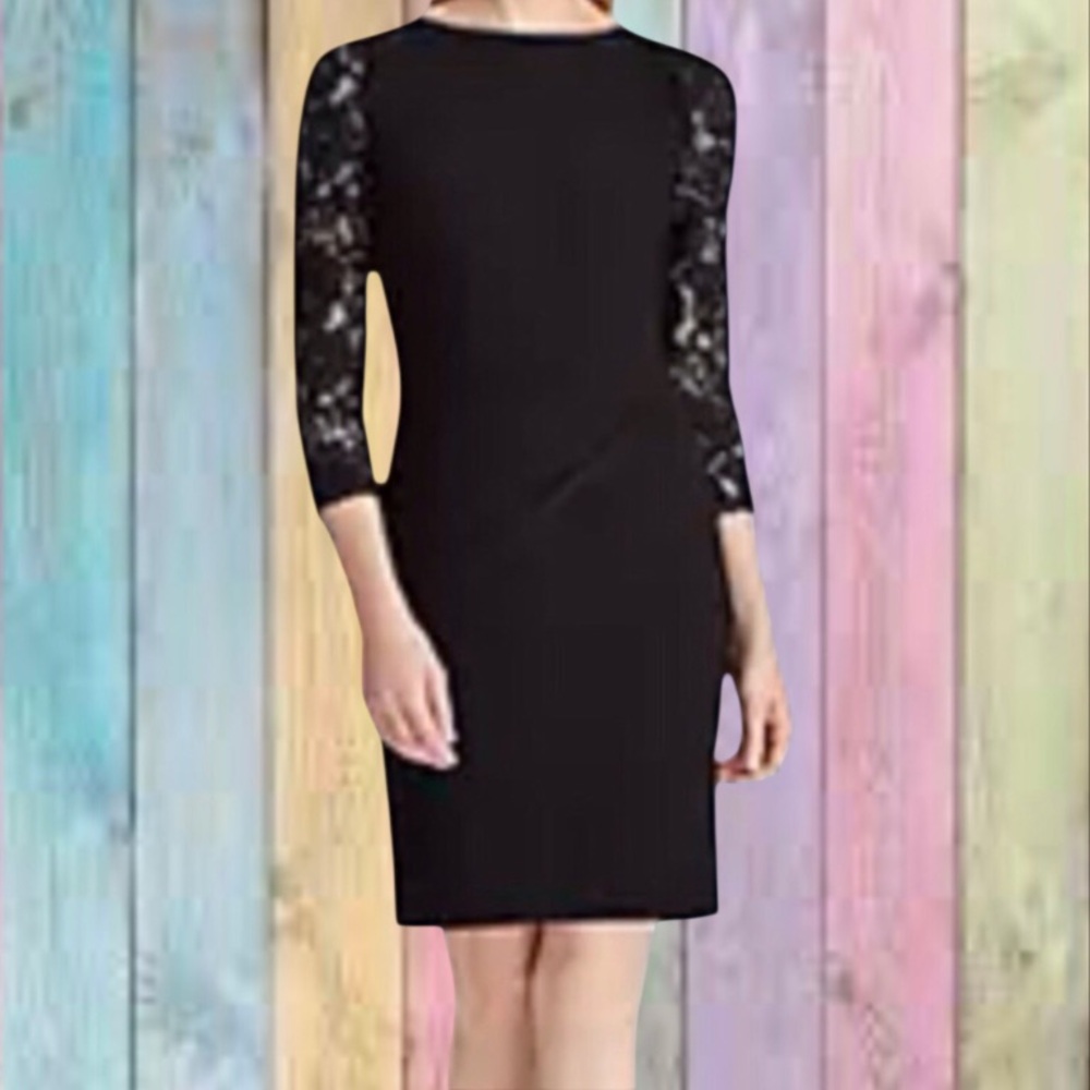 Ralph Lauren Black Lace Sleeve Lined Dress